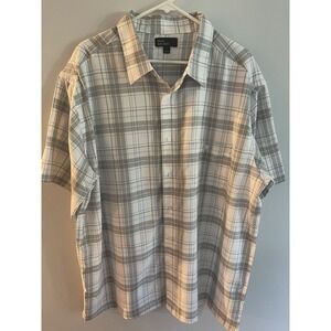 💙Marc Edwards Shirt Mens 2XL Gray White Button Up Short Sleeve Shirt Casual